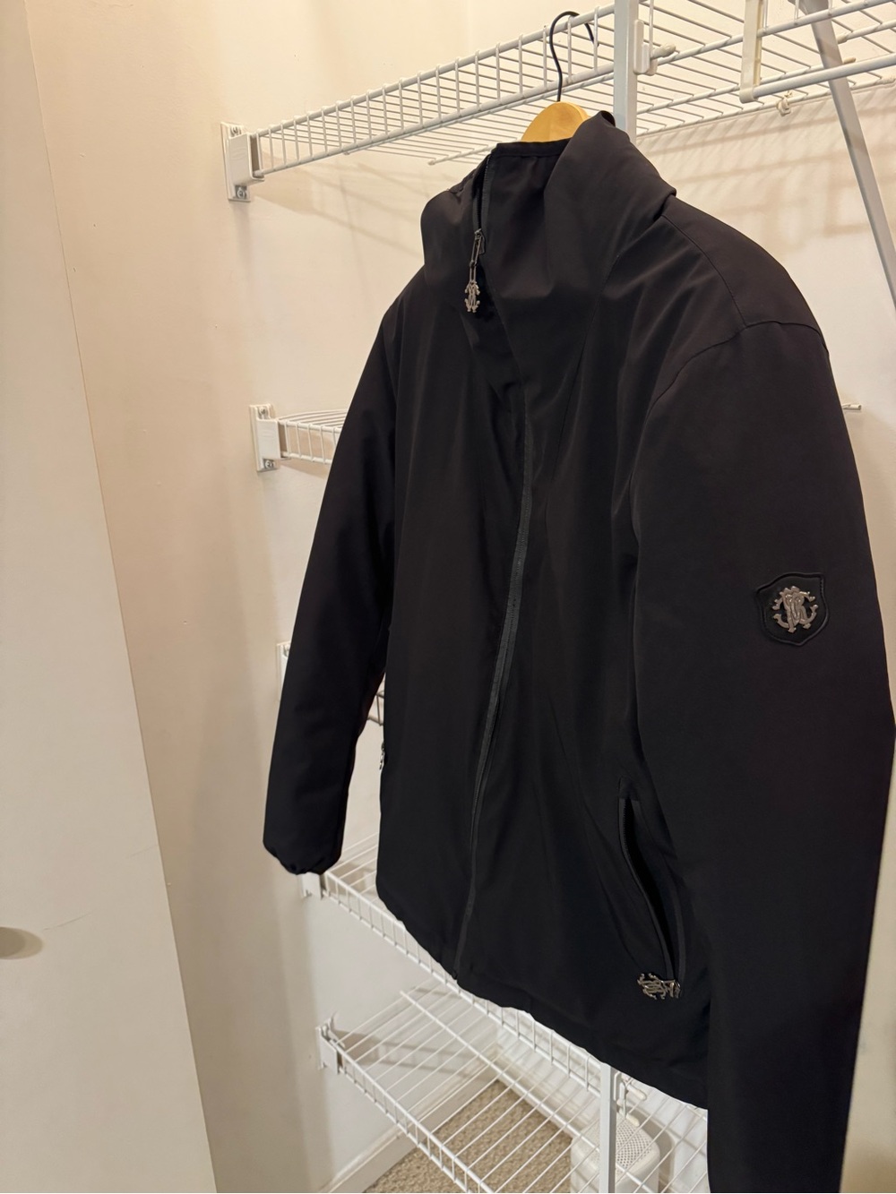 Roberto Cavalli Black Hooded Lightweight Jacket Medium - Picture 3 of 13